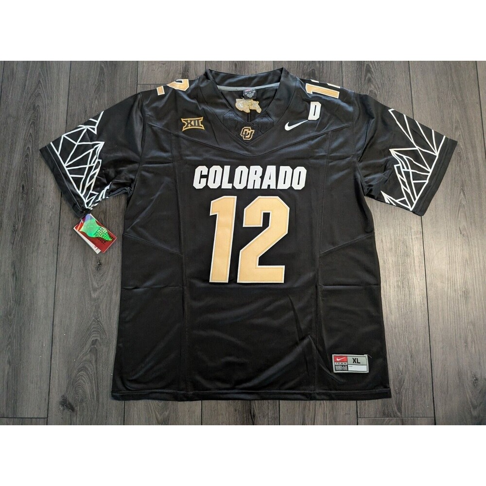 Travis Hunter #12 2024 Colorado Buffaloes Big 12 Black Game Jersey XL